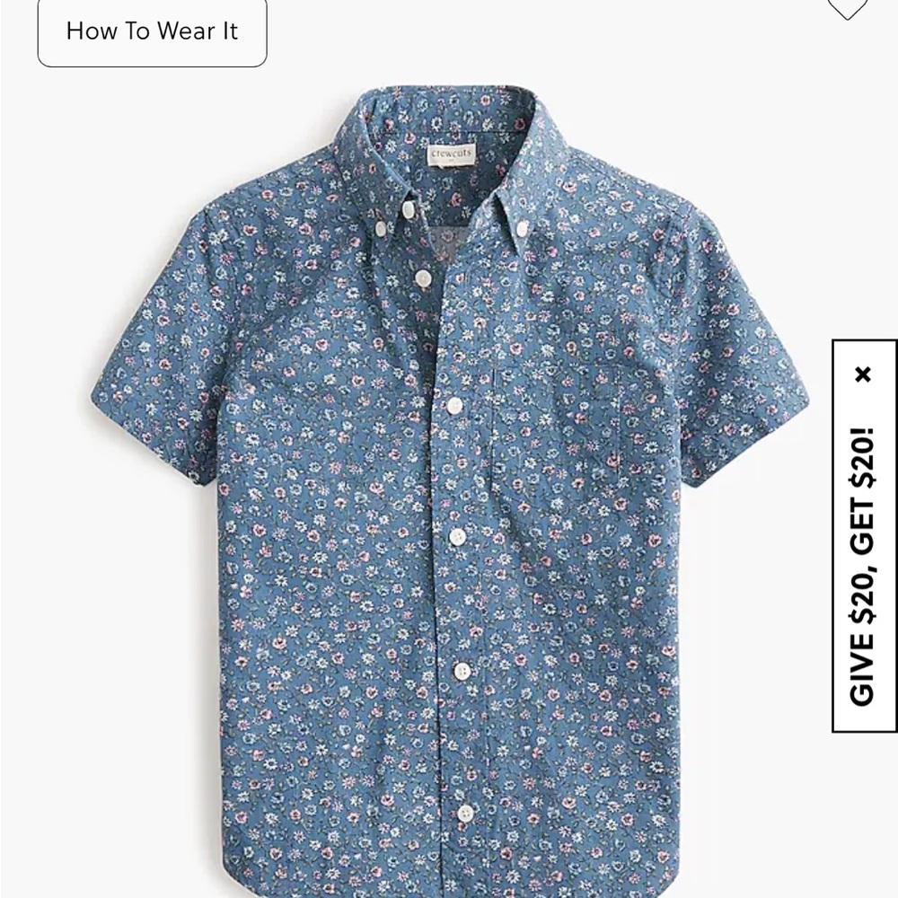 J. Crew Kids Blue Floral Shirt